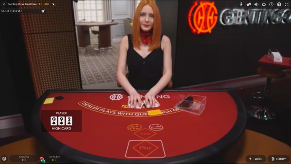 Live Three Card Poker Screenshot